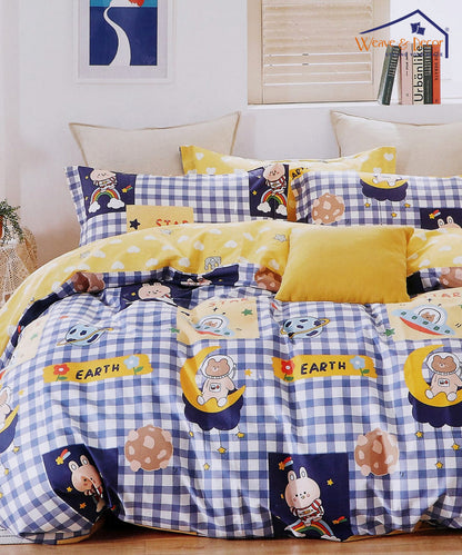 Space Kids Comforter Set With Bedsheet- 4 Pc