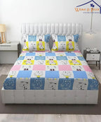 Furry Playmates Kids Flat Bedsheet With Pillow Covers