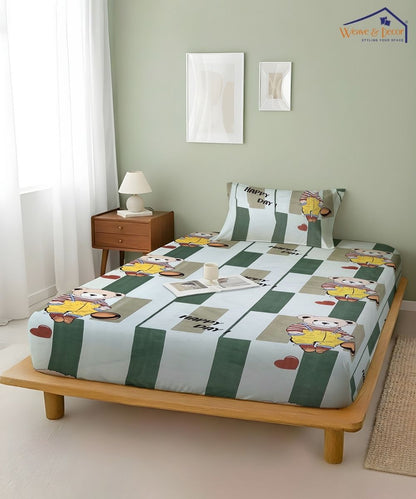 Bouncy Bear Kids Bedsheet With Pillow Covers