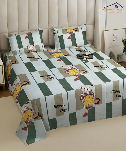Bouncy Bear Kids Bedsheet With Pillow Covers