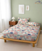 Giggle Grid  Kids Flat Bedsheet With Pillow Covers