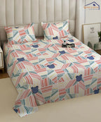 Giggle Grid  Kids Flat Bedsheet With Pillow Covers