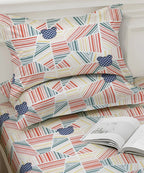 Giggle Grid  Kids Flat Bedsheet With Pillow Covers