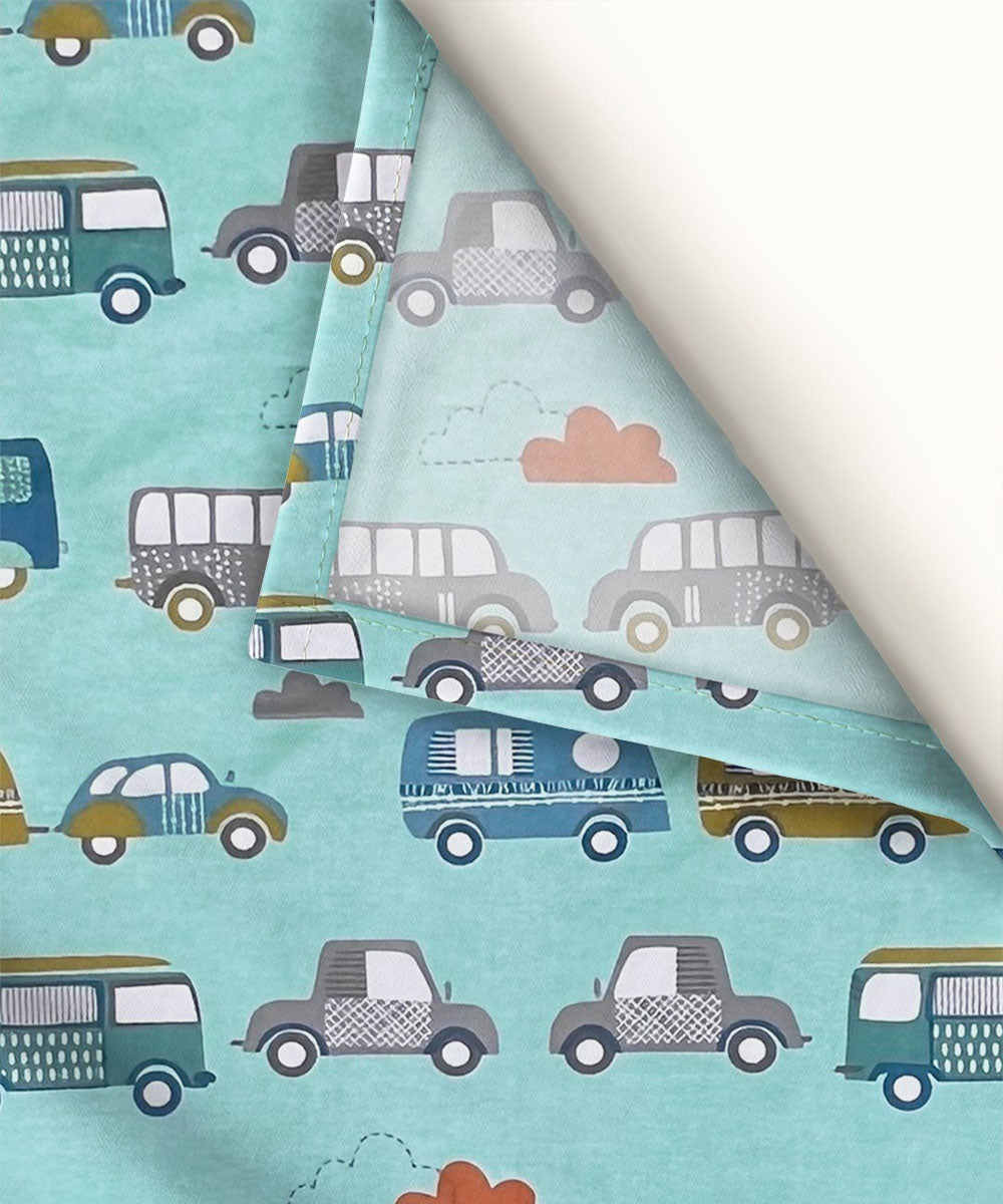 Mint Drive Kids Flat Bedsheet With Pillow Covers
