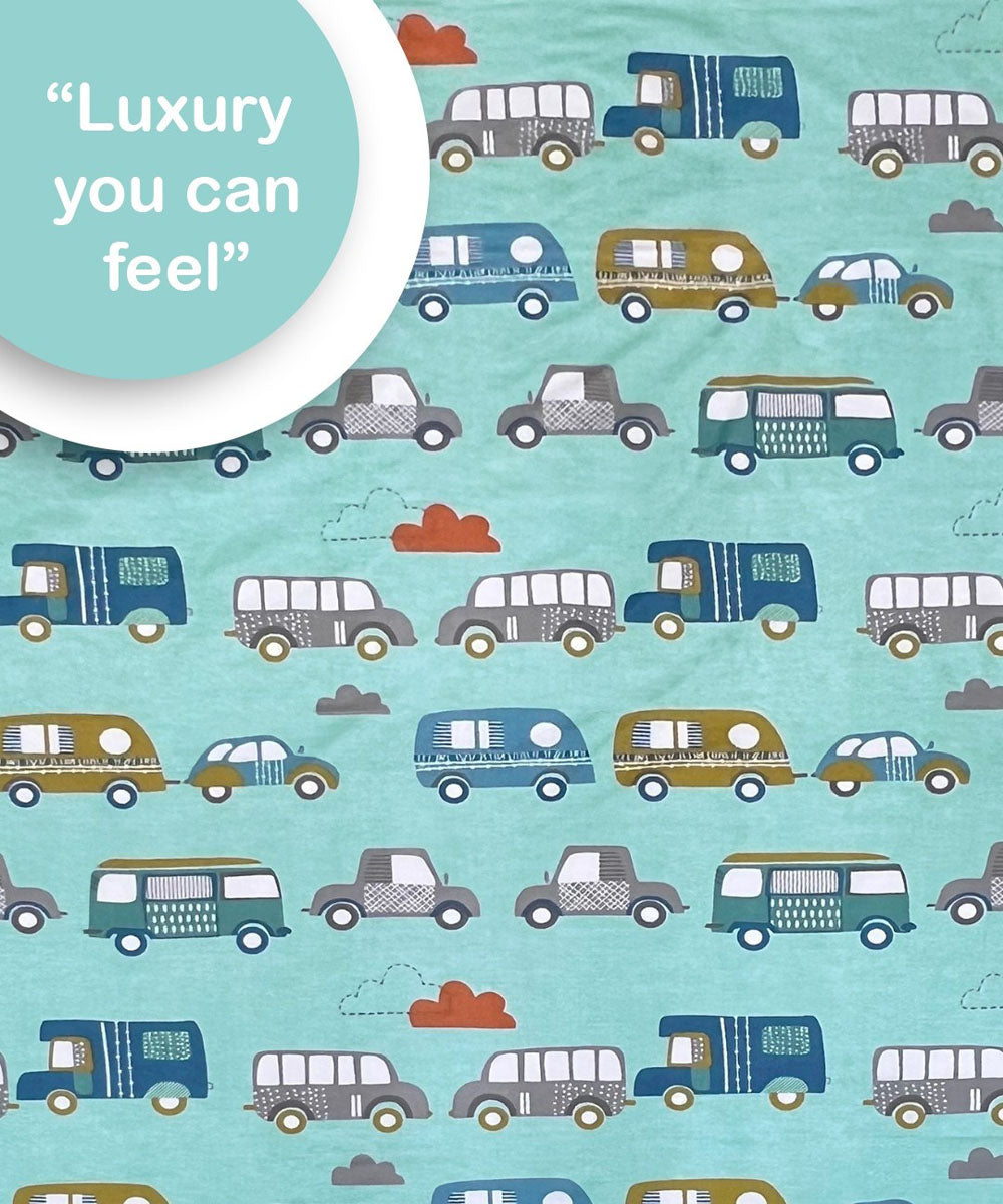 Mint Drive Kids Flat Bedsheet With Pillow Covers