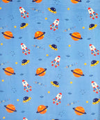 Space Adventure Blue Kids Bedsheet With Pillow Covers