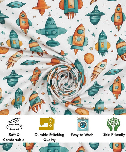Milkyway Rocket Kids Single Bedsheet With 1 Pillow Cover