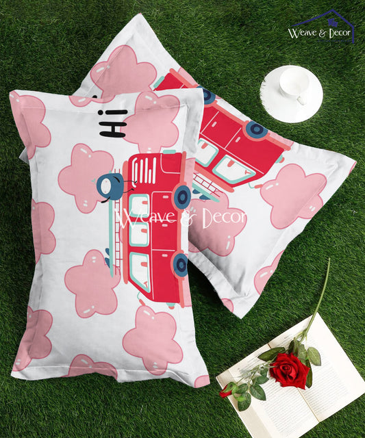 Red Bus Pillow Cover Set of 2