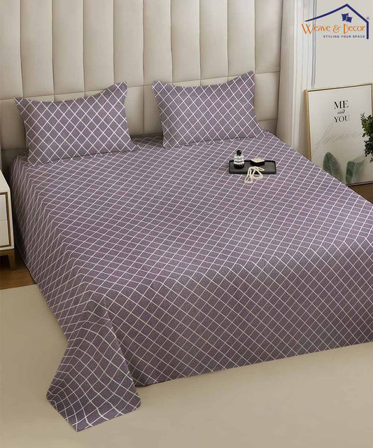 Lavender Checks    Flat Bedsheet With Pillow Covers