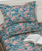 Pastel Garden Bliss Cotton Double Bedsheet with Pillow Covers