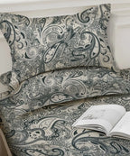 Sage Paisley Charm Cotton Double Bedsheet with Pillow Covers