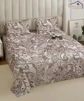Taupe Paisley Elegance – 130 GSM Cotton Fitted Bedsheet With Pillow Cover