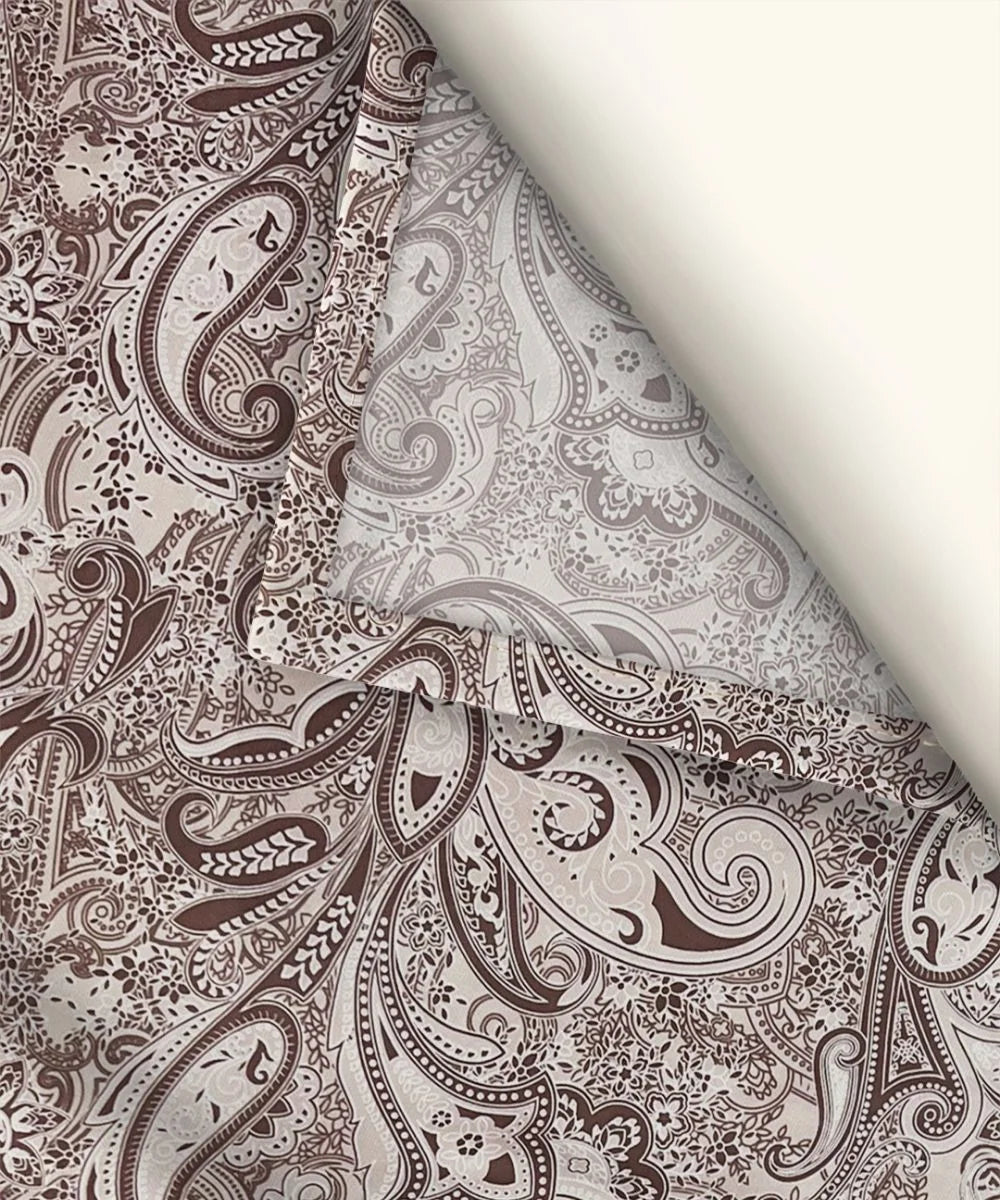 Taupe Paisley Elegance Cotton Double Bedsheet with Pillow Covers