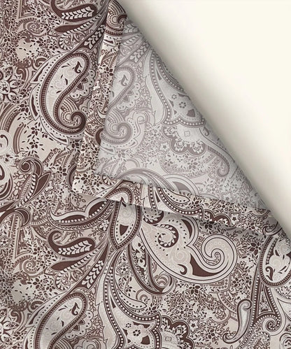 Taupe Paisley Elegance Cotton Double Bedsheet with Pillow Covers