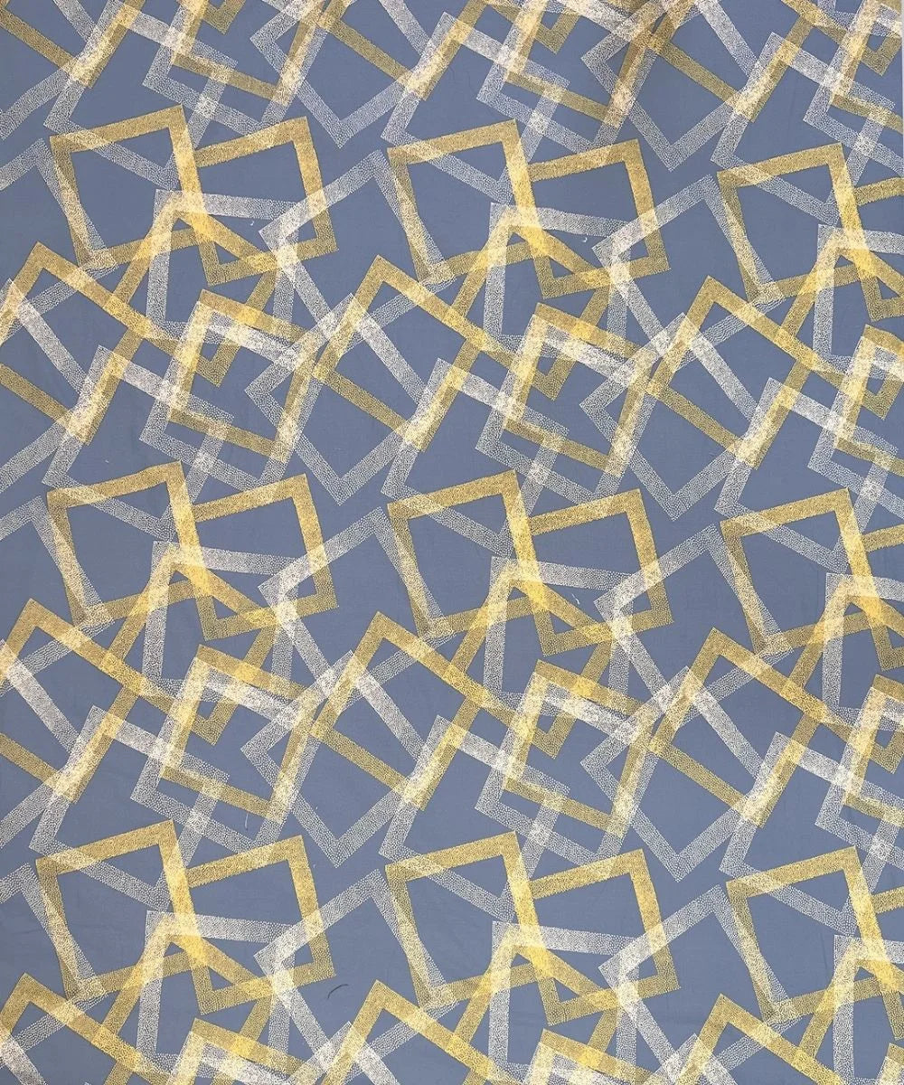 Slate Blue Geometric Charm Cotton Double Bedsheet with Pillow Covers