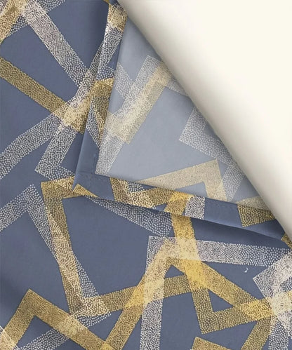 Slate Blue Geometric Charm Cotton Double Bedsheet with Pillow Covers