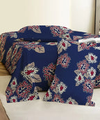 Midnight Bloom Floral Cotton Double Bedsheet with Pillow Covers