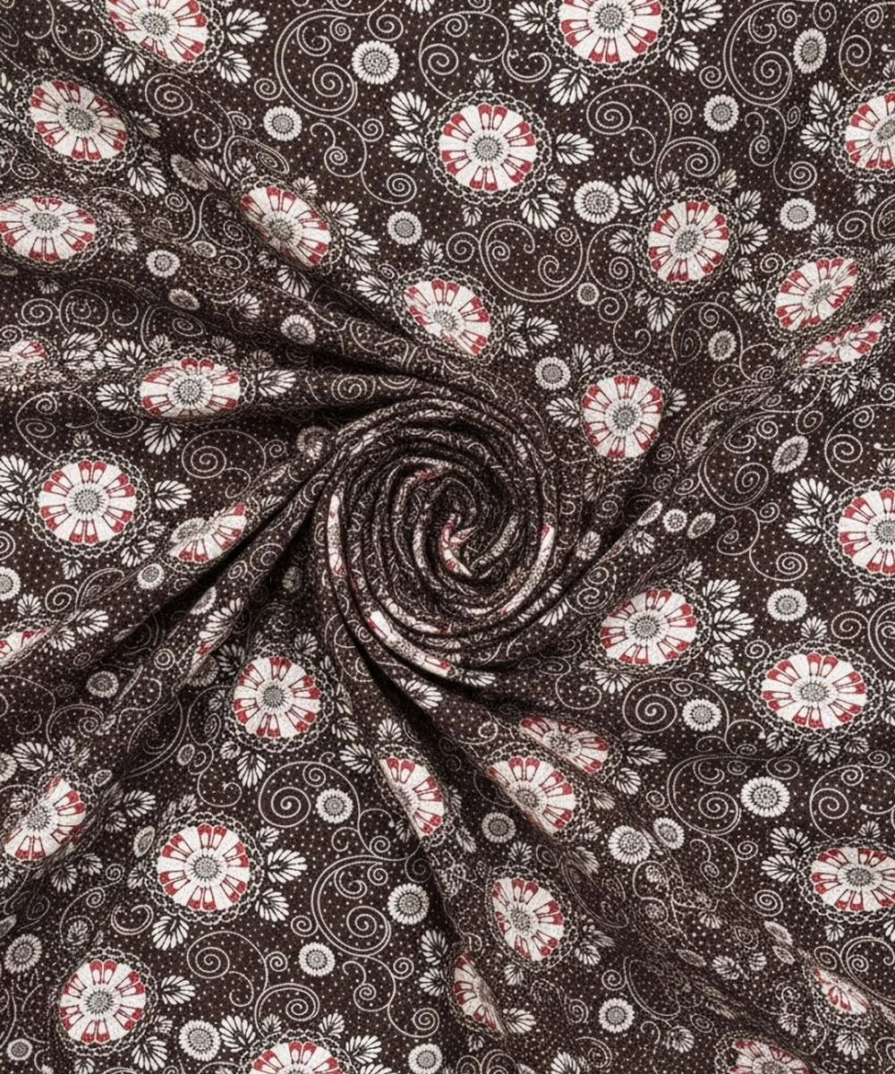 Midnight Floral Swirl Cotton Double Bedsheet with Pillow Covers