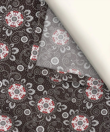 Midnight Floral Swirl Cotton Double Bedsheet with Pillow Covers