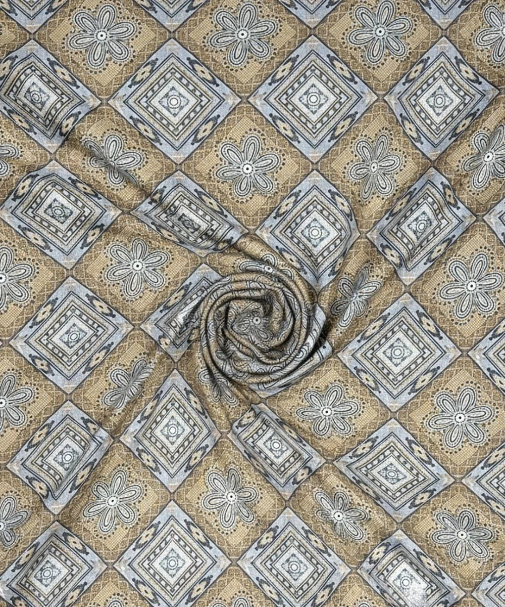 Sandstone Geo Bloom Cotton Double Bedsheet with Pillow Covers