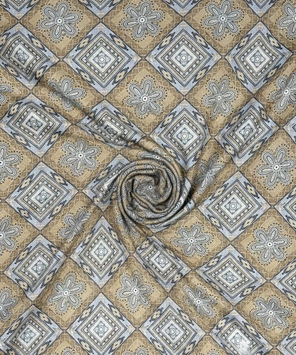 Sandstone Geo Bloom Cotton Double Bedsheet with Pillow Covers