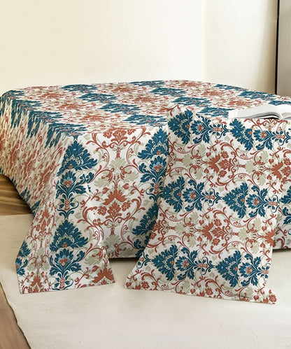 Sage Floral Vine – 130 GSM Cotton Single Bedsheet With Pillow Cover |90x60 inches