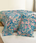 Pastel Garden Bliss Cotton Single Bedsheet With 1 Pillow Cover