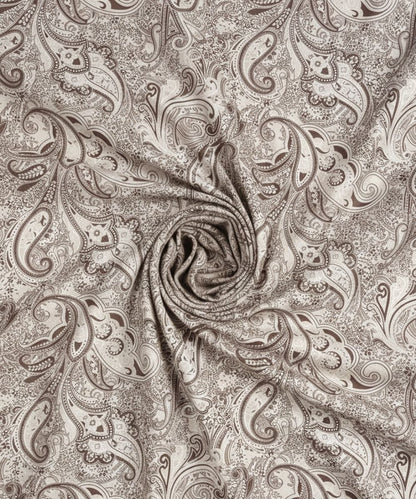 Taupe Paisley Elegance – 130 GSM Cotton Fitted Bedsheet With Pillow Cover