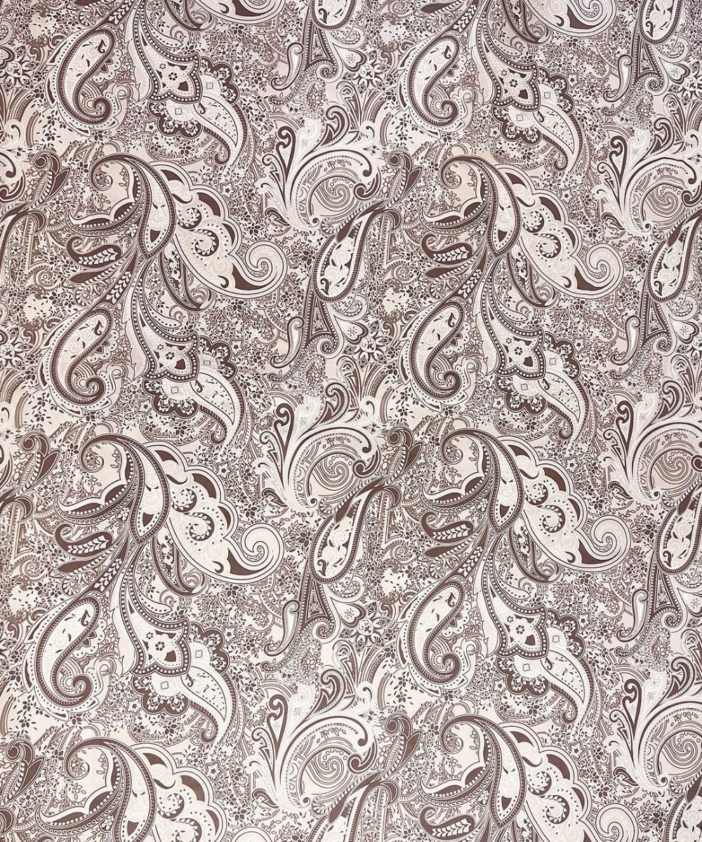 Taupe Paisley Elegance – 130 GSM Cotton Fitted Bedsheet With Pillow Cover