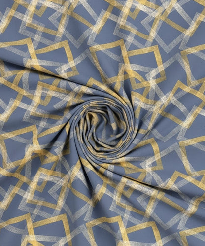 Slate Blue Geometric Cotton Single Bedsheet With 1 Pillow Cover