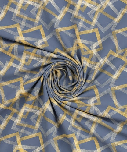 Slate Blue Geometric Charm – 130 GSM Cotton Fitted Bedsheet With Pillow Cover