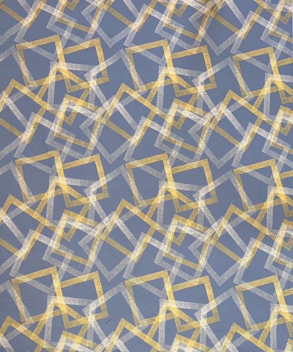 Slate Blue Geometric Charm – 130 GSM Cotton Fitted Bedsheet With Pillow Cover