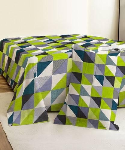 Vivid Geo Harmony Cotton Single Bedsheet With 1 Pillow Cover