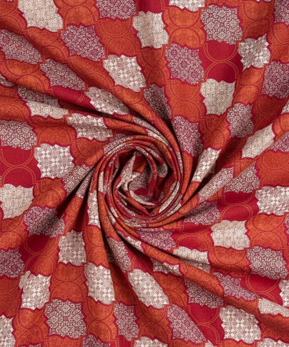 Crimson Mosaic Elegance – 130 GSM Cotton Fitted Bedsheet With Pillow Cover