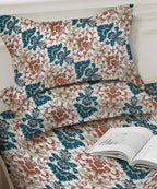 Sage Floral Vine Cotton Double Bedsheet with Pillow Covers