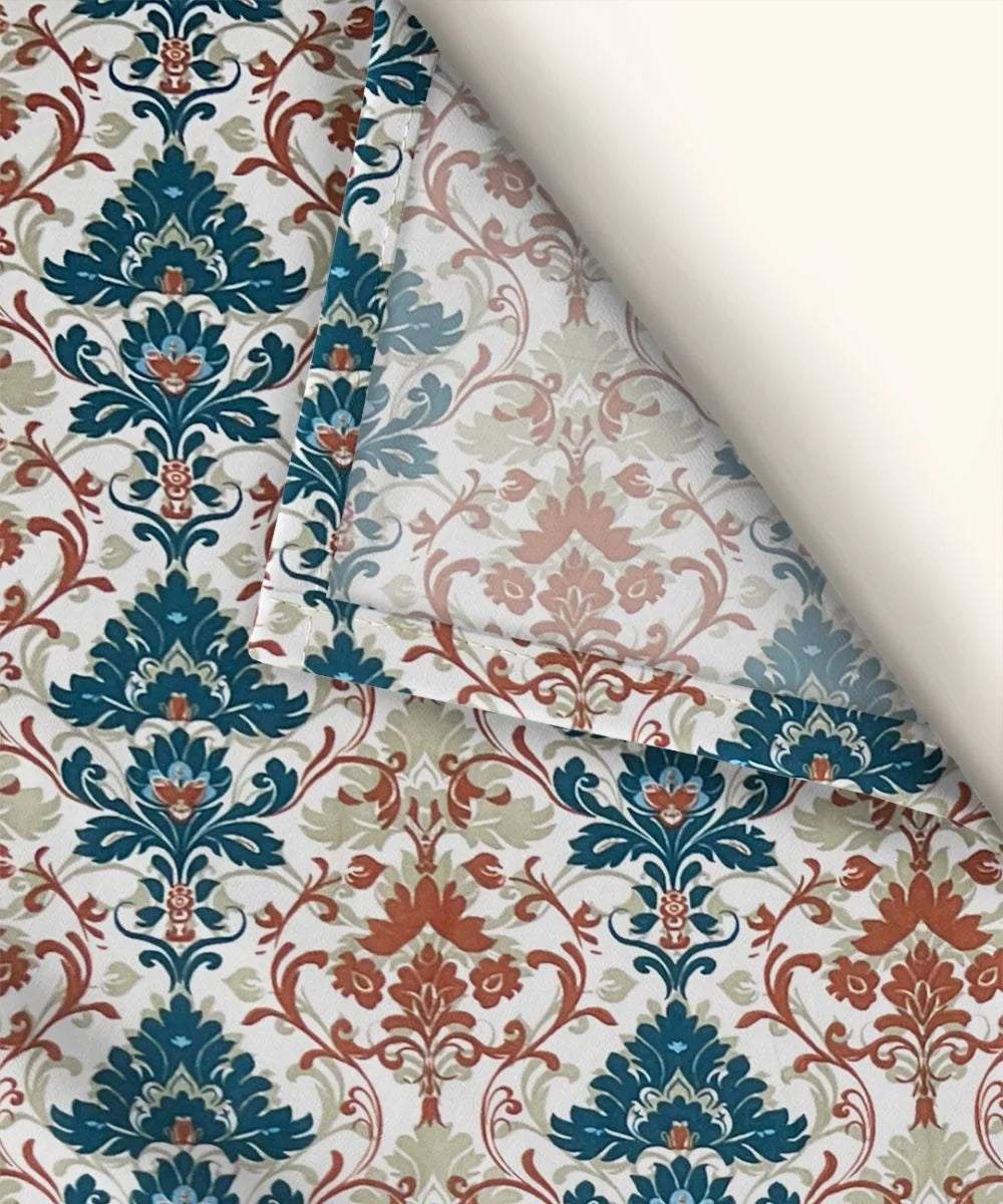 Sage Floral Vine Cotton Double Bedsheet with Pillow Covers