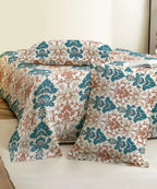 Sage Floral Vine Cotton Double Bedsheet with Pillow Covers