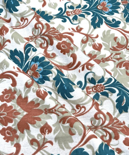 Sage Floral Vine – 130 GSM Cotton Fitted Bedsheet With Pillow Cover