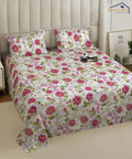 Blush Garden Floral Cotton Double Bedsheet with Pillow Covers