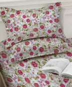 Blush Garden Floral Cotton Double Bedsheet with Pillow Covers