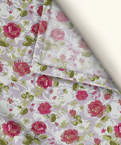 Blush Garden Floral Cotton Double Bedsheet with Pillow Covers