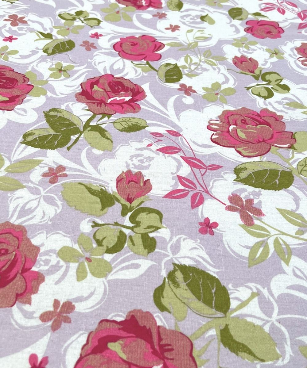 Blush Garden Floral  – 130 GSM Cotton Fitted Bedsheet With Pillow Cover