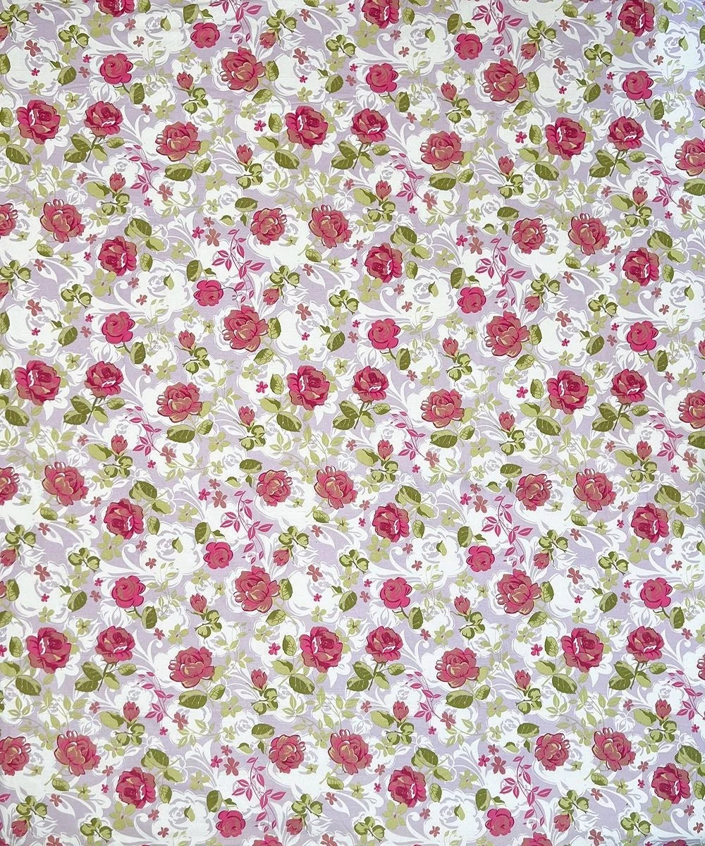 Blush Garden Floral Cotton Double Bedsheet with Pillow Covers