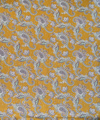 Mustard Paisley Bloom Cotton Double Bedsheet with Pillow Covers