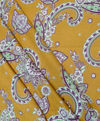 Mustard Paisley Bloom Cotton Double Bedsheet with Pillow Covers