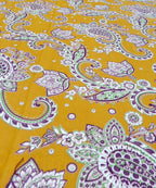 Mustard Paisley Bloom Cotton Double Bedsheet with Pillow Covers