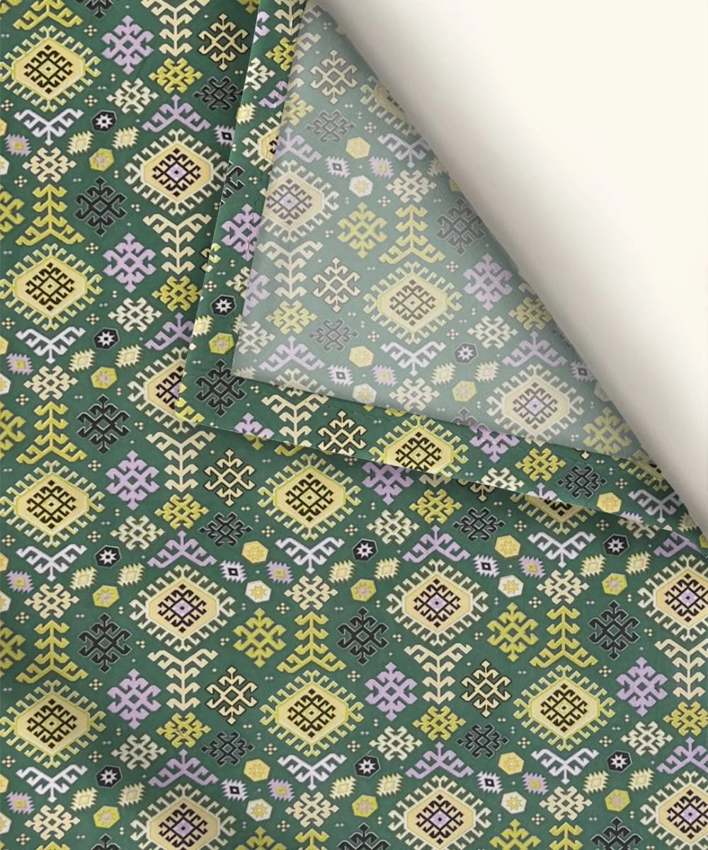 Teal Nordic Geometric Cotton Double Bedsheet with Pillow Covers