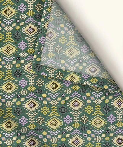 Teal Nordic Geometric Cotton Double Bedsheet with Pillow Covers