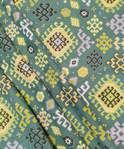 Teal Nordic Geometric Cotton Double Bedsheet with Pillow Covers