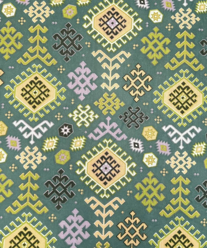 Teal Nordic Geometric Cotton Double Bedsheet with Pillow Covers